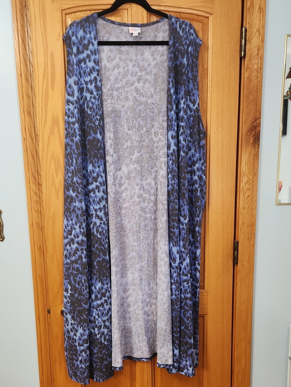 LuLaRoe Blue and Black Leopard Joy Duster 2XL